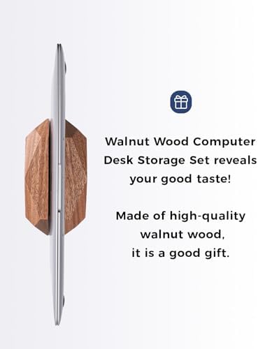 Adjustable Vertical Laptop Stand, MacBook Holder with Wood, Wooden Laptop Stand, Vertical Laptop Holder for Desk, Width Adjustable Dock Fits All MacBook/Surface Pro