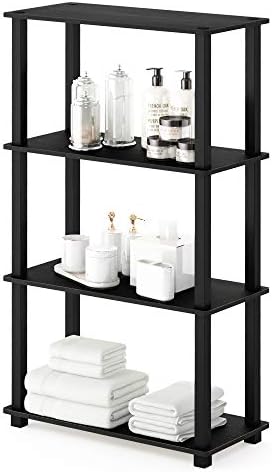 Furinno TURN-S-TUBE Toolless 4-Tier Storage Shelves, Book Shelf, Americano