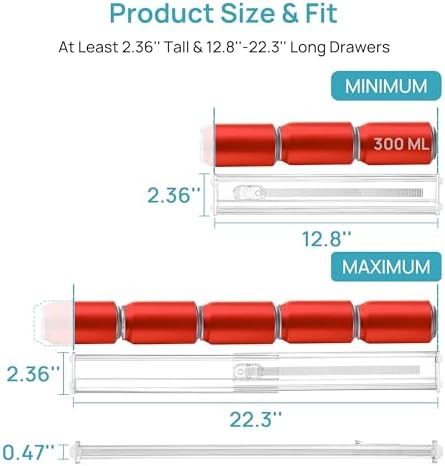 Vtopmart 2.36" Short Upgrade Drawer Dividers 12.8"-22.3" Expandable 8 Pack