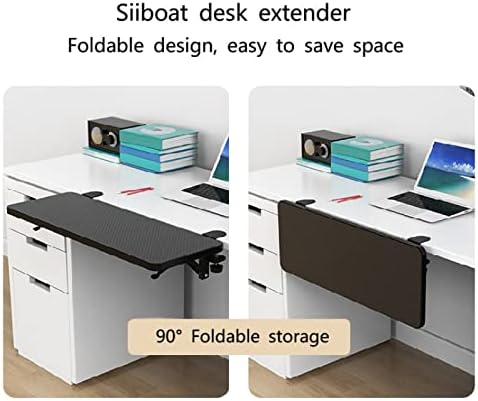 Desk Extender 21.65"x9.45" Arm Support Collapsible Ergonomics Computer Table Extension Keyboard Tray for Square Tabletop - Carbon Fiber
