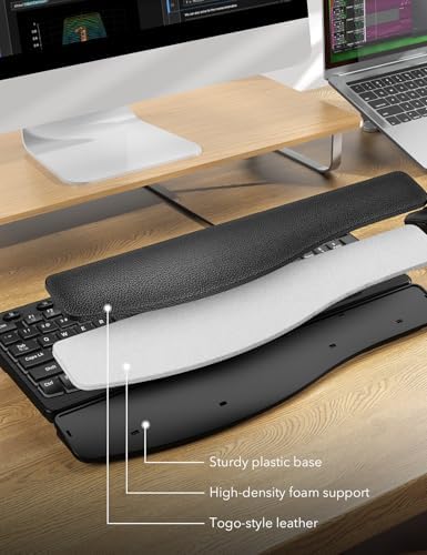 SABLUTE Ergonomic Keyboard, USB Wired with Cushioned Wrist & Palm Rest, 7-Color Backlit Adjustable Brightness for Windows, macOS, Desktop, Laptop & PC