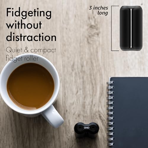 ONO Roller - Handheld Fidget Toy for Adults | Help Relieve Stress, Anxiety, Tension | Promotes Focus, Clarity | Compact, Portable Design (Black, Junior Size - Aluminum)