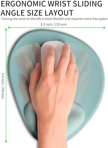 Palm-Rest and Wrist-Hugging Mouse Pad Wrist Rest, Ergonomic Wrist Support with Curve Fitting Cushioned Memory Foam for Carpal Tunnel Pain Relief, 9.9 x 8.3 Inch, Azure Dream