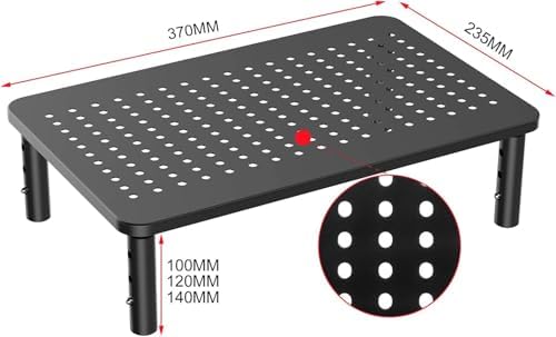 suptek Monitor Stand Riser for Computer,Laptop,Printer, Notebook and All Flat Screen Display with Vented Metal Platform,3 Height Adjustable Laptop Riser,2 Pack,Black(MST003-2)