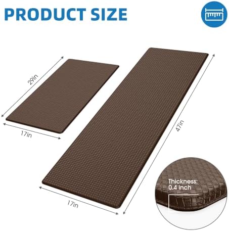 Kitchen Mats for Floor, [2PCS] Anti-Fatigue Kitchen Rugs, Brown