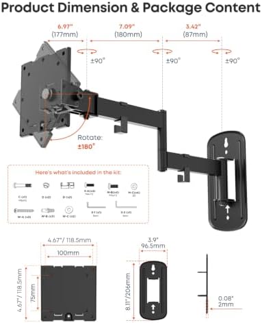 Monitor Wall Mount for up to 49 inch Ultrawide Screens, Max Holds 44lbs