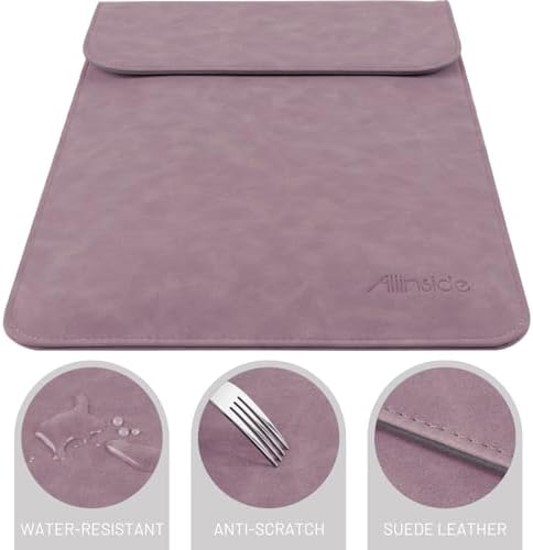 Allinside 13 inch Laptop Sleeve Case for MacBook Neo A18 Pro/MacBook Air 13 2018-2026/MacBook Pro 13 2016-2022, Waterproof PU Suede Leather Laptop Sleeve Bag Protective Vertical Case Cover, Purple