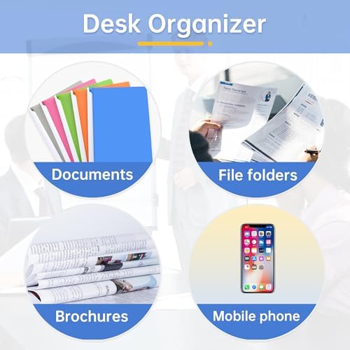 4 Pack Stackable Paper Trays for Letter Documents, Desktop File Organizers for Office Supplies, Stackable Desk Tray Holder for Paper Storage, Black