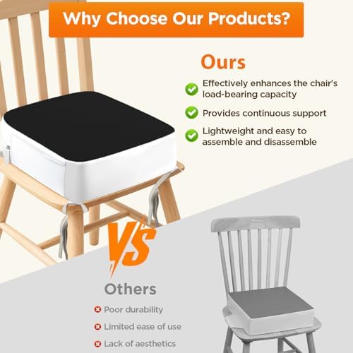 Booster Seat for Kitchen Chair, 3.8" Kid Booster Seat Cushion with Ties
