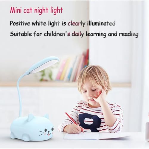 Neioaas LED Desk Lamp for Kids,Cute Cat Lamp USB Rechargeable Reading Light