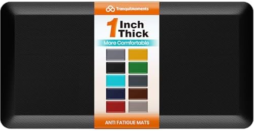 1-Inch Thick Anti-Fatigue Mat for Kitchen and Standing Desk, 20"x39", Black