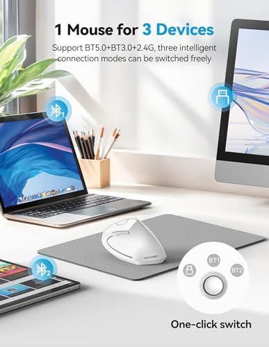 TECKNET Ergonomic Mouse Wireless, Rechargeable Vertical Mice Right Hand