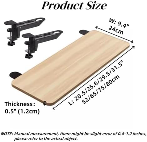 Desk Extender Tray, Clamp-on Kitchen Table Extender, Ergonomic Desk Extenders, Computer Armrest Table Stand, Countertop Gap Rack for Home, Office, Desktop(D,31.5" Lx9.4 W)
