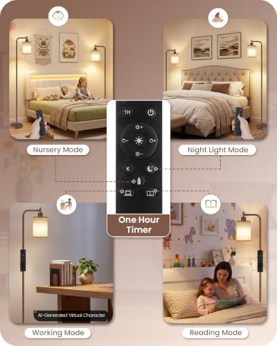 Dimmable Floor Lamp for Living Room with Remote & 10W Bulb