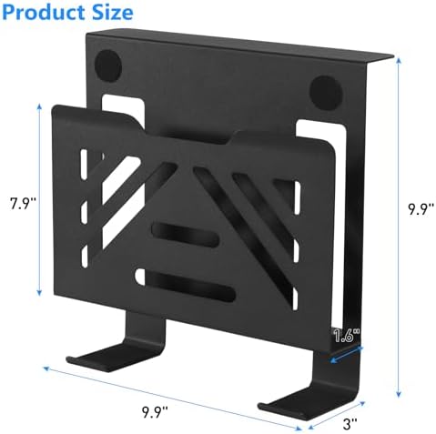 MAXECHO Desk Side Storage, Under Desk Laptop Mount, Table Side Hanging File Organizer, No Drill Clamp On Cable Management Tray, Laptop Holder with 2 Hooks for Office and Home, Load 22 Lbs