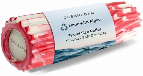 Oceanfoam Ripple Roller Small Foam Roller for Physical Therapy, Red Marbled
