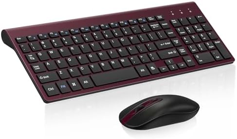 cimetech Wireless Keyboard and Mouse Combo - Burgundy Black