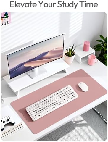 YSAGi Leather Desk Protector, Office Mat, Large Mouse Mat, Non-Slip PU Leather Blotter, Laptop Desk Pad, Waterproof Writing Pad for Office and Home (Pale Mauve, 23.6" x 13.8")