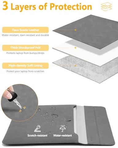 HYZUO 13 Inch Laptop Case Sleeve with Stand for MacBook Air, Dark Gray