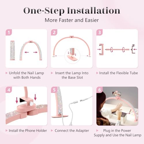 Yokilly Half Moon Light for Nail Desk: 29" Foldable Nail Light for Desk