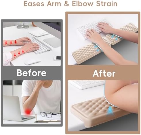 MOSISO Arm Rest for Desk, L-Shaped Desk Elbow Pad for Desk, Apricot