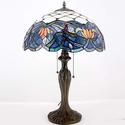 WERFACTORY Tiffany Table Lamp Stained Glass Bedside Lamp Desk Reading Light