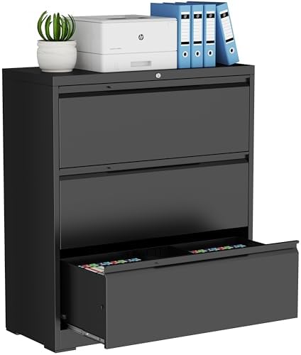 3 Drawer Metal Lateral File Cabinet with Lock for Home Office