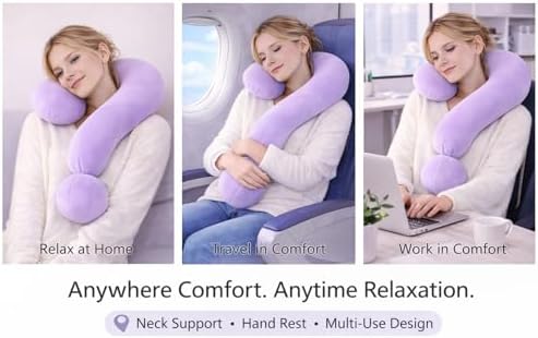 EVOLIVE Question Mark Neck Pillow 15"x24" Velvet Ergonomic Support Lavender