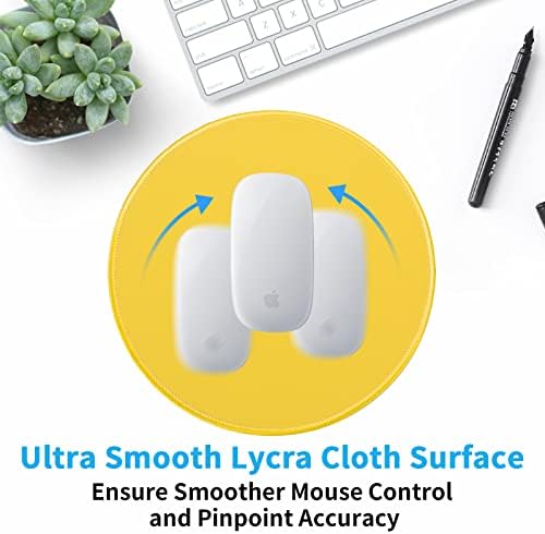 Dapesuom Round Mouse Pad, 8.7 x 8.7 Inch Premium-Textured Washable Non-Slip Rubber Base Cute Small Mouse Mat with Stitched Edge for Men Women Wireless Computer Laptop Gaming Desk Accessories, Yellow