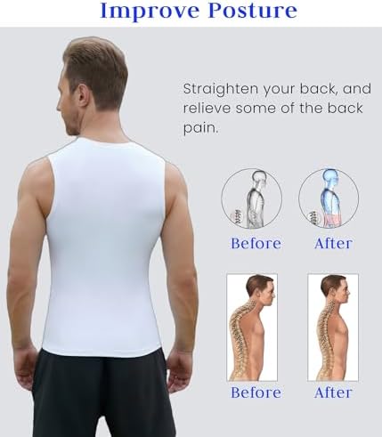 Compression Shirt Men Slimming Body Shaper Vest Crewneck Workout Tank Top