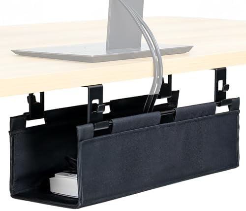 VIVO Black Screw-on 16 in Fabric Cable Management Tray, DESK-AC16F-S