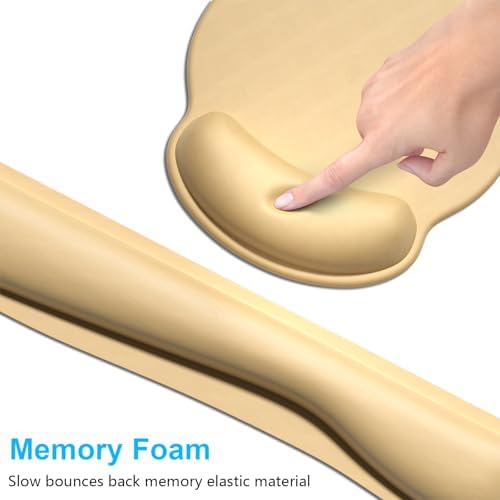 Dapesuom Keyboard Wrist Rest and Mouse Pad with Wrist Support, Cute Memory Foam Cushion for Keyboard and Mouse Set, Ergonomic Pad Rests with Non Slip Base for Easy Typing & Pain Relief, Navajo White