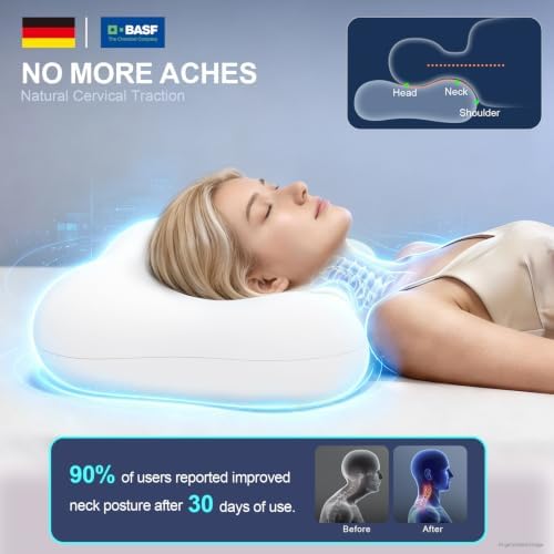 Cervical Neck Pillow for Neck Pain Relief & Side Sleepers