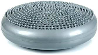 CanDo Inflatable Balance Disc for Balance Training, Proprioception, Strengthening Lower Extremities, Posture, Back Pain, Stress Relief, Restlessness and Anxiety. Silver, 14” Diameter