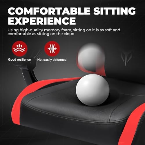 GTPLAYER Gaming Chair High Back Computer Chairs Rest for Adults, Ergonomic Height Adjustable Recliner Chair 300lbs with Linkage Armrest and Lumbar Support for Home Office, Red