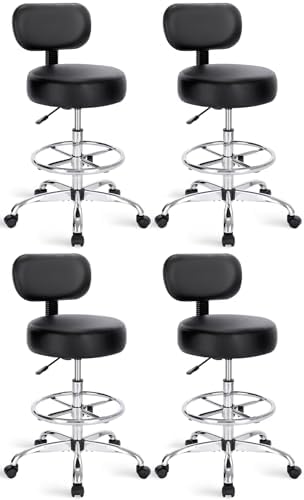 SUPERJARE Drafting Chair with Backrest, Set of 4, Swivel Barstools for Shop