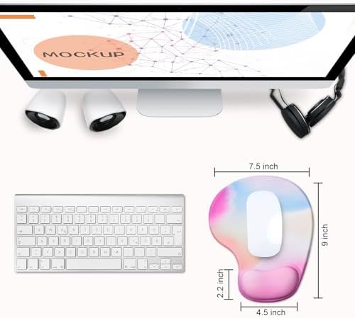 JIKIOU Ergonomic Mouse Pad with Gel Wrist Rest 2Pack,Portable Small Rainbow