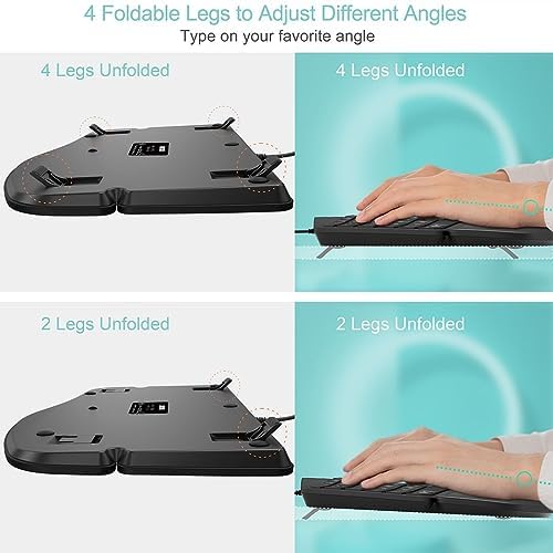 Arteck Split Ergonomic Keyboard with Palm Rest, USB Wired Backlit Keyboard