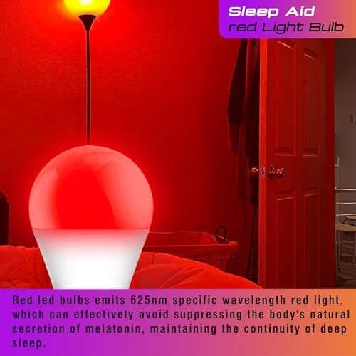 Red Light Bulbs for Sleep, 100% Blue Light Blocking,A15 3W Red Night Light
