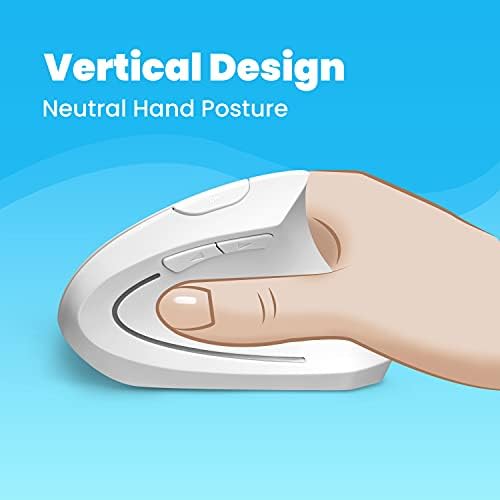 Perixx PERIMICE-713W Wireless Ergonomic Vertical Mouse - 2.4G Spec with USB Receiver - On/Off Switch - 6 Buttons Right Handed Design - White