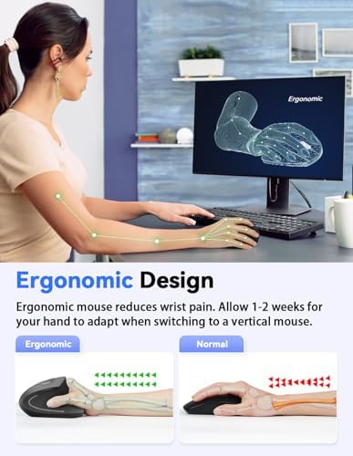 TECKNET 2.4G Ergonomic Mouse Vertical Wireless 4800 DPI Carpal Tunnel Mouse
