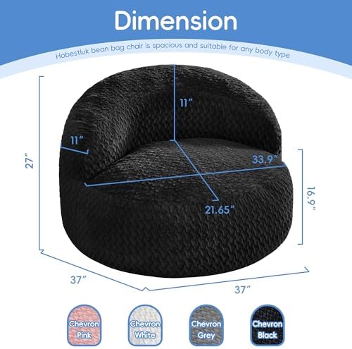 Hobestluk Giant Memory Foam Bean Bag, No-Assembly, Chevron Black Single