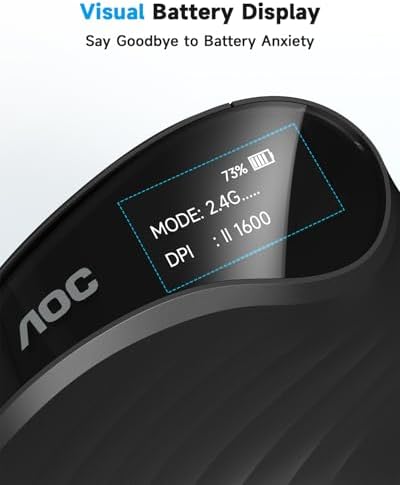 AOC Ergonomic Mouse, 2.4GHz Wireless Bluetooth Vertical Mouse, Rechargeable