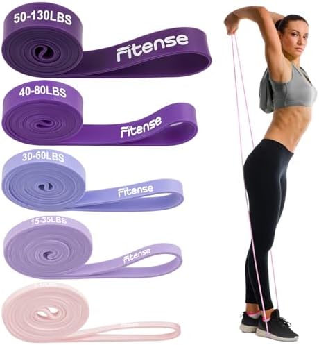 Fitense Resistance Bands Set - Pull Up Bands for Men Women, Exercise Bands Resistance with Door Anchor, Training Poster & Pouch for Body Stretching, Pull Up Assist