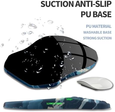 Ergonomic Raised Mouse Pad Wrist Support with Bilateral Slope Memory Foam Mousepad for Wrist Rest and Carpal Tunnel Pain Relief 11.8x7.9〃Indigo Fury Wave