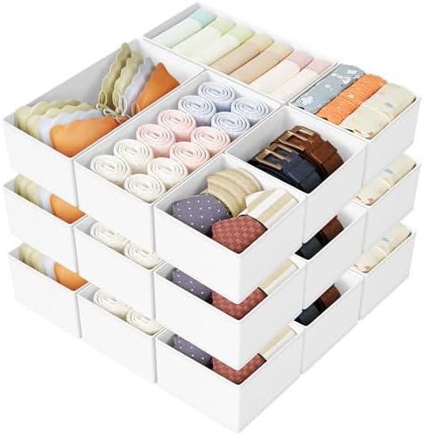 DIMJ Drawer Organizer Clothes Storage - 18 Pack Baby Dresser Organizer for Nursery, Foldable Drawer Dividers for Bedroom Closet Organization, Fabric Storage Bins for Socks, Underwears, Bras