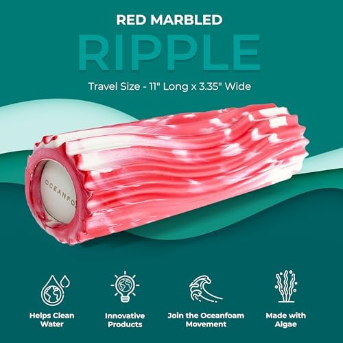 Oceanfoam Ripple Roller Small Foam Roller for Physical Therapy, Red Marbled