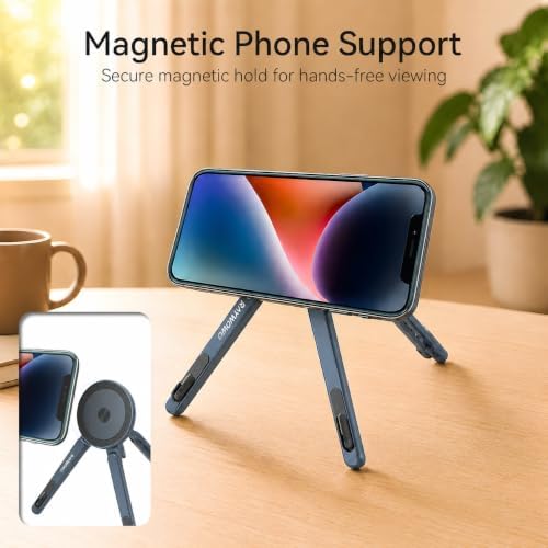 3-in-1 Portable Laptop Stand Magnetic Phone Holder Foldable Riser