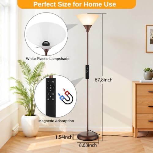 Coucrek Floor Lamp for Living Room, Torchiere Standing Light