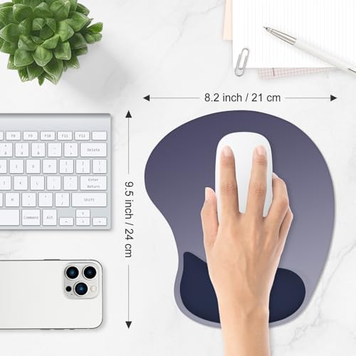 ITNRSIIET Ergonomic Mouse Pad, Cushioned Gel Wrist Rest, Non-Slip Base, Smooth Surface, Cute Multi-Color, 9.5 x 8.2 in, Gray Blue
